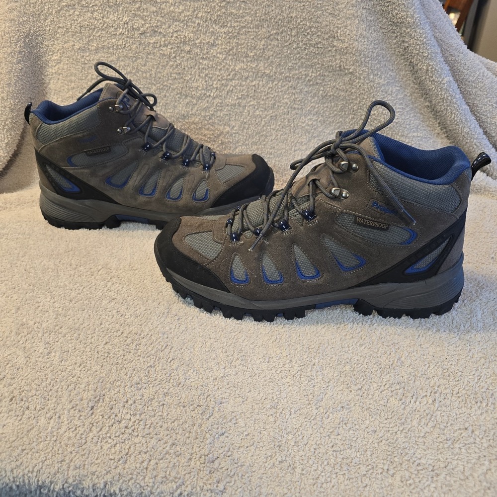 Propet Ridge Walker Hiking Boots‎ Men's Size 15 Gray Blue Suede Mesh Waterproof